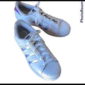 Adidas Superstar Original White Holographic Stripes Size 7